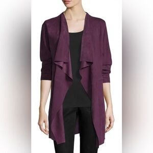 Eileen Fisher Fisher Project Draped Purple Suede Open Cardigan Jacket Medium